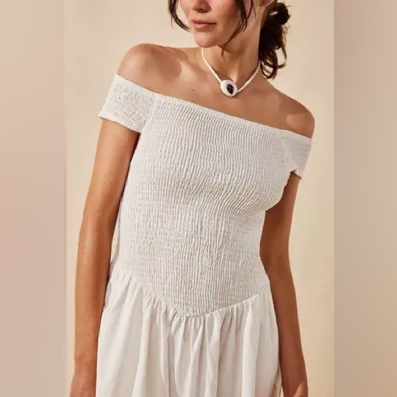 Free People Ceci Smocked White Dress - Picture 4 of 4